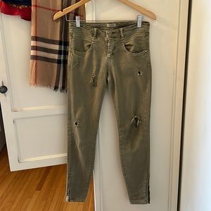 Pull&Bear Denim Green Ripped Jeans